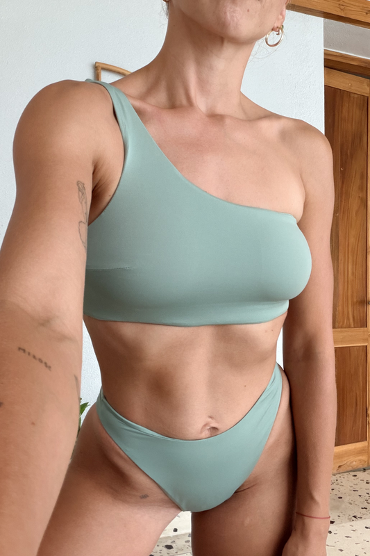 ONE SHOULDER TOP - Moss Green